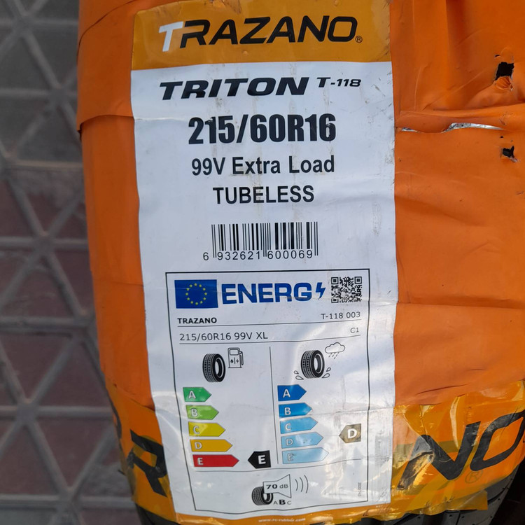 لاستیک ترازانو سایز 215/60/16 مدل T/118 تولید 2025 - دو حلقه